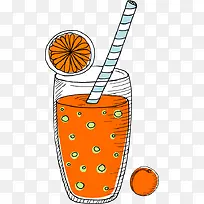 卡通矢量饮料橙汁手绘