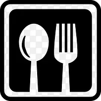 餐厅餐具象征在广场图标