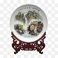云山春意浓石画摆件摄影免抠图片