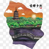 雷峰塔色彩画