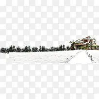冬日雪景公园建筑