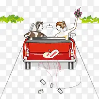 卡通手绘新人情侣插画矢量素材