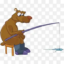 卡通熊钓鱼