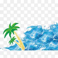 卡通椰子树海边海水效果