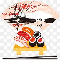 矢量日本寿司三文鱼