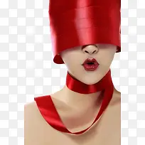 高清红色丝带服饰美女