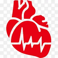 高清手绘红色心脏内的心跳矢量图