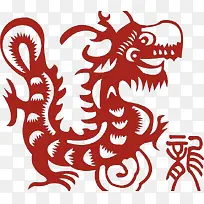 红色中国龙装饰元素