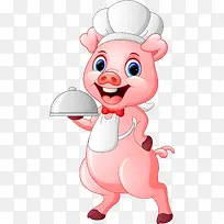 卡通小猪厨师