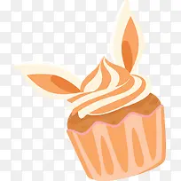 橘色可爱兔耳朵蛋糕