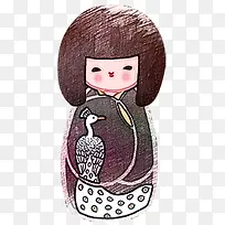 手绘和服少女