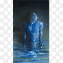 水中蓝色的人