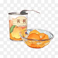 手绘黄桃罐头