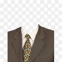黄色领带棕色西装
