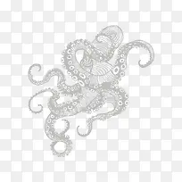 灰色章鱼形艺术花纹理元素