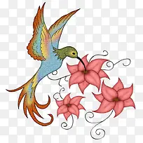 啄木鸟与花朵