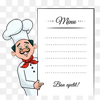 男子厨师菜单设计