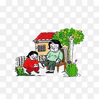 敬爱老人的小孩