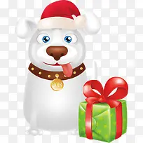 可爱圣诞白色狗狗
