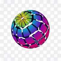 彩色科技几何结构球体免抠