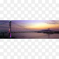 紫色天空城市大桥阳光