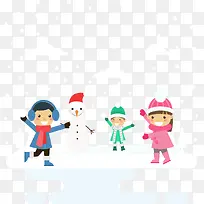 冬日雪景和孩子