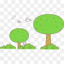 绿色手绘大树