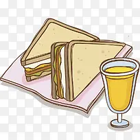 果汁和三明治插画