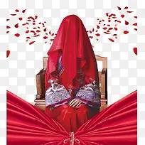 穿大红喜服的新娘