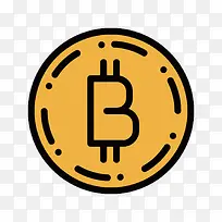 黄色圆弧扁平化比特币元素