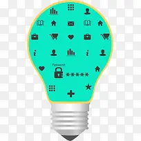 绿色灯泡信息安全素材