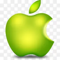 绿色卡通被咬一口的苹果