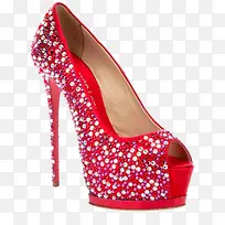 奇安马可·罗伦兹镶钻红色婚鞋高