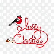 圣诞节小鸟与字体