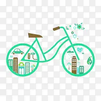 卡通绿色环保自行车