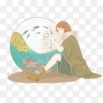 水彩女孩