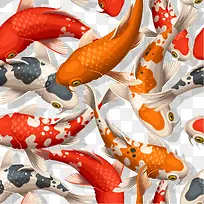 红色鲤鱼装饰素材矢量