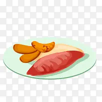 彩色卡通食物猪肉