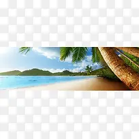 海边沙滩合成椰子树海报