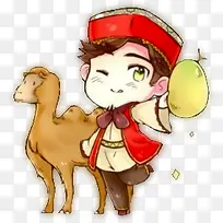 新疆人物骆驼手绘