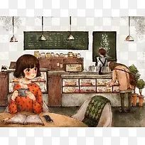 温馨小清新插画