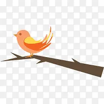 树枝上橙色小鸟
