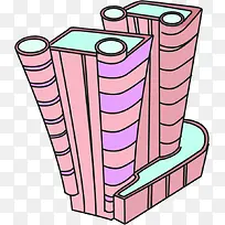 卡通创意粉色楼房设计