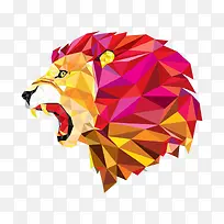 彩色不规则三角形组成的狮子