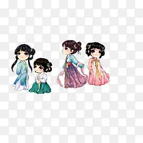 四个不同装扮的古风小美人