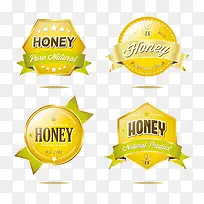 玻璃质感蜂蜜标签矢量素材