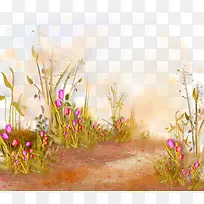 棕色简约花丛边框纹理