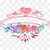 欧式花边框 长边框 红色 海报