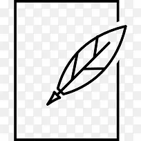 羽毛笔和纸的轮廓图标