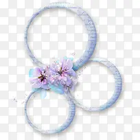 花朵装饰蓝色圆环